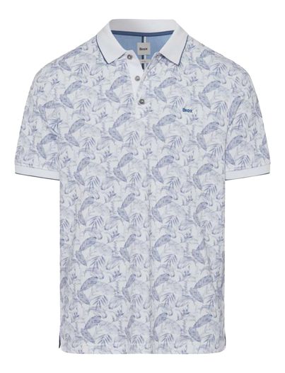 Brax Brax polo wit blauw geprint