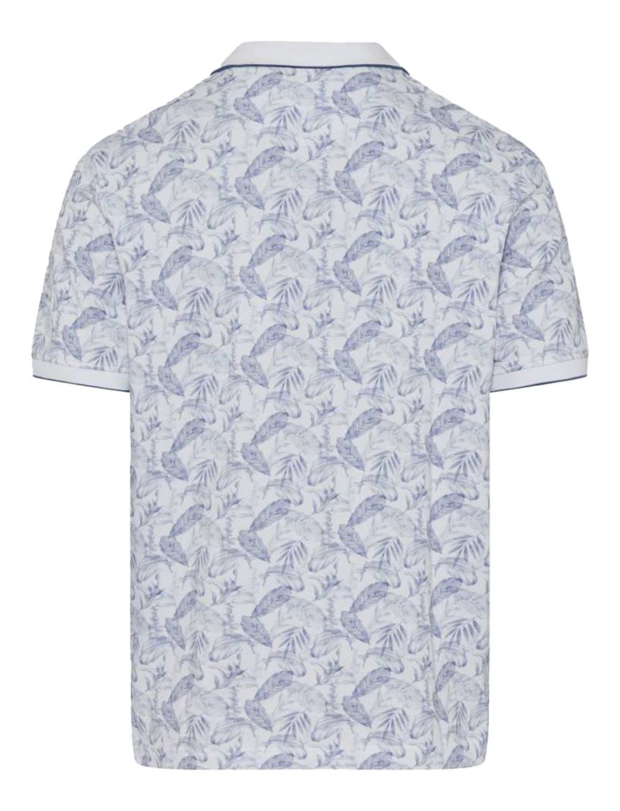 Brax polo wit blauw geprint katoen
