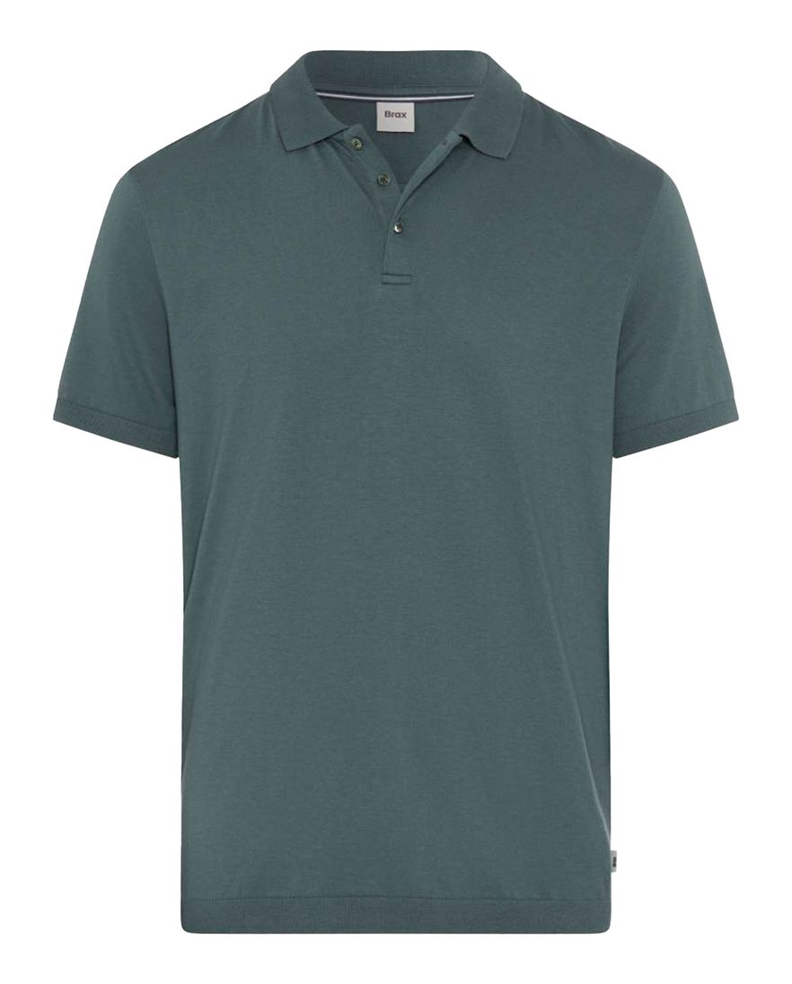 Brax polo groen effen katoen