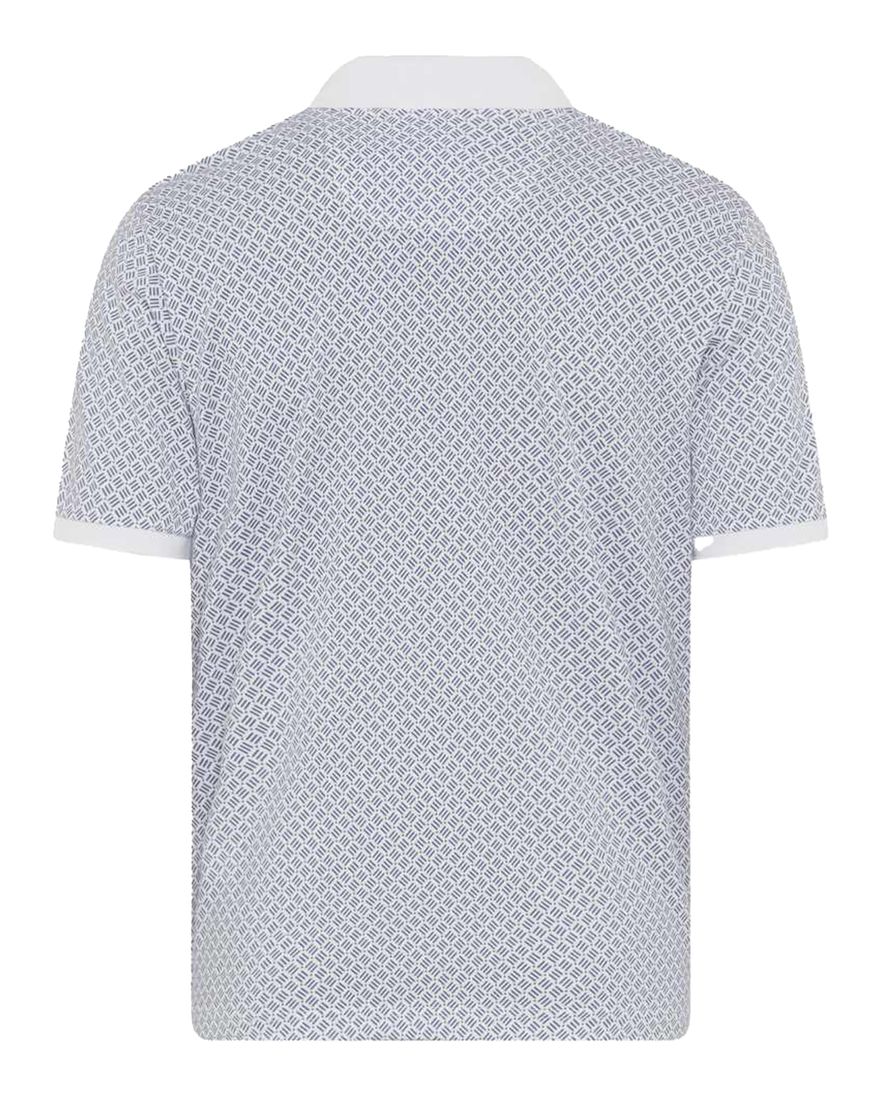 Brax polo wit met blauw print