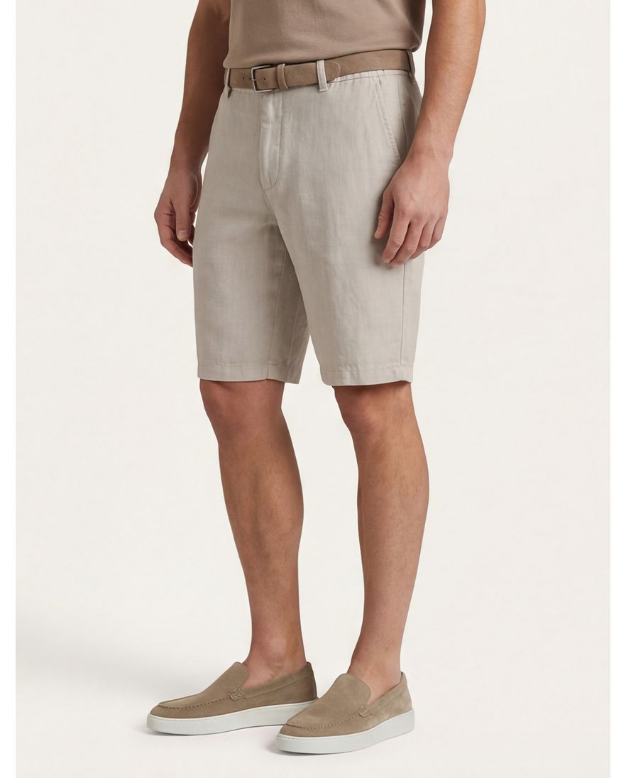 Brax bermuda beige linnen gemêleerd elastische band