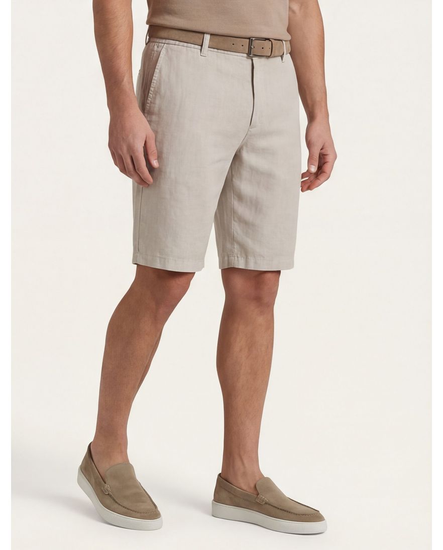 Brax bermuda beige linnen gemêleerd elastische band