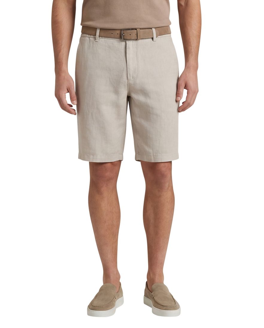 Brax bermuda beige linnen gemêleerd elastische band