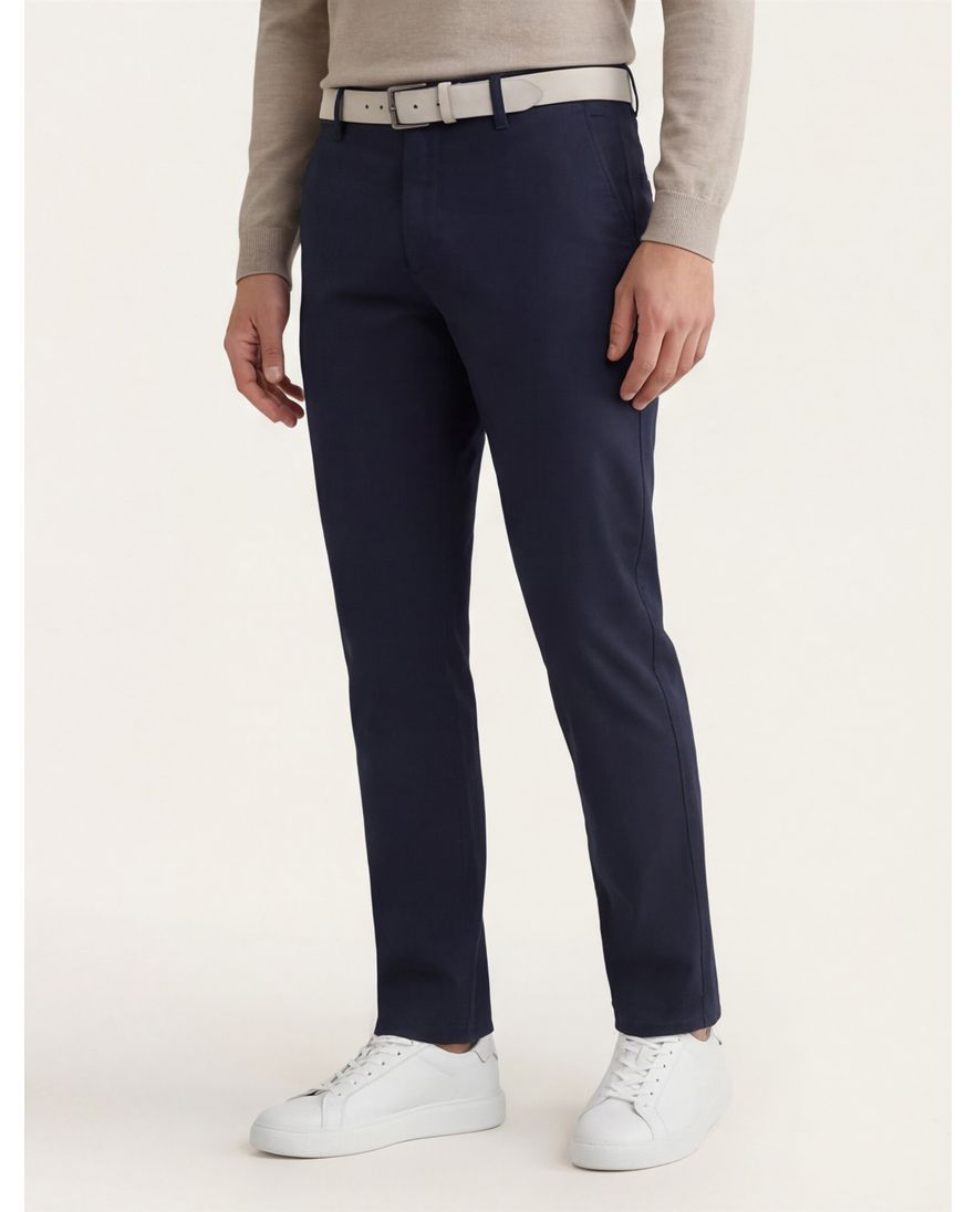 Brax Pantalon donkerblauw effen katoen