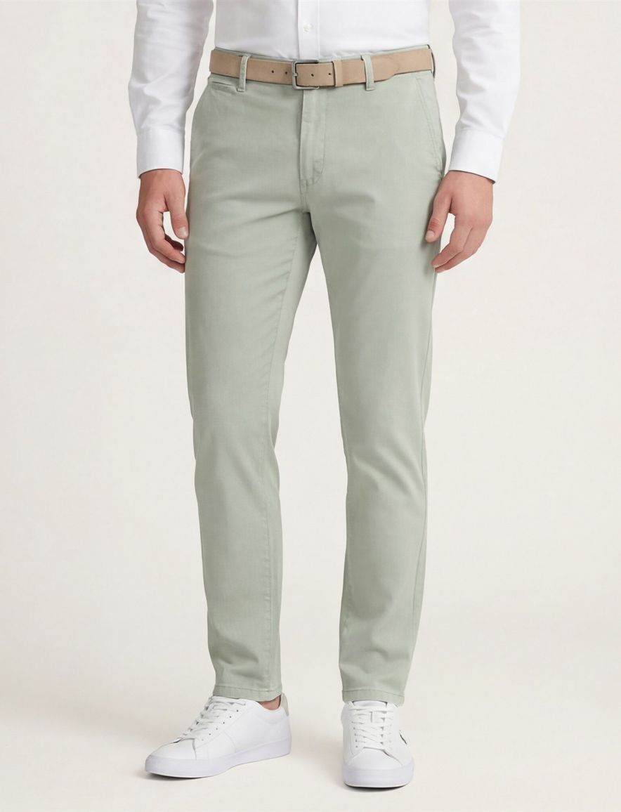 Brax Pantalon lichtgroen effen katoen