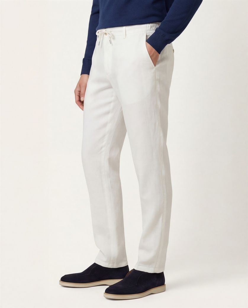 Brax pantalon creme effen linnen