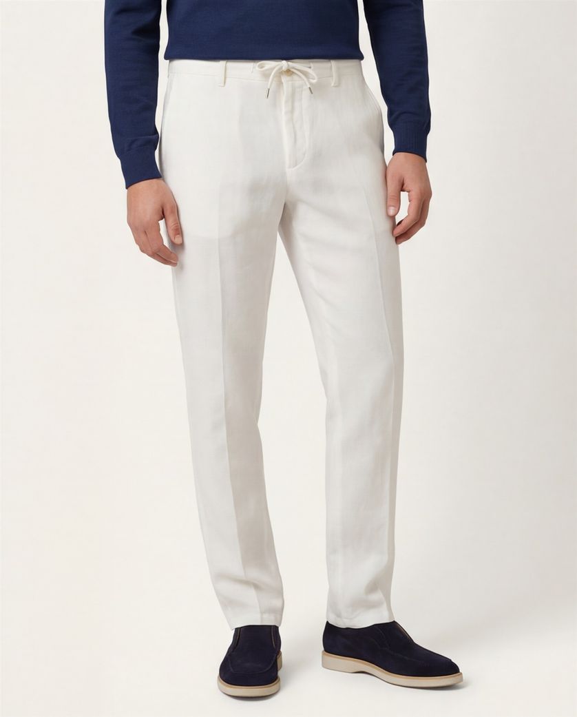 Brax pantalon creme effen linnen