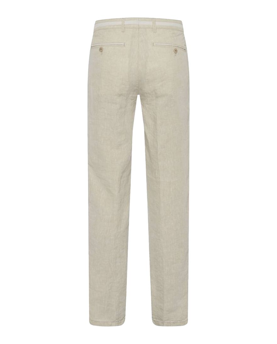 Brax Pantalon creme linnen effen flat front normale fit