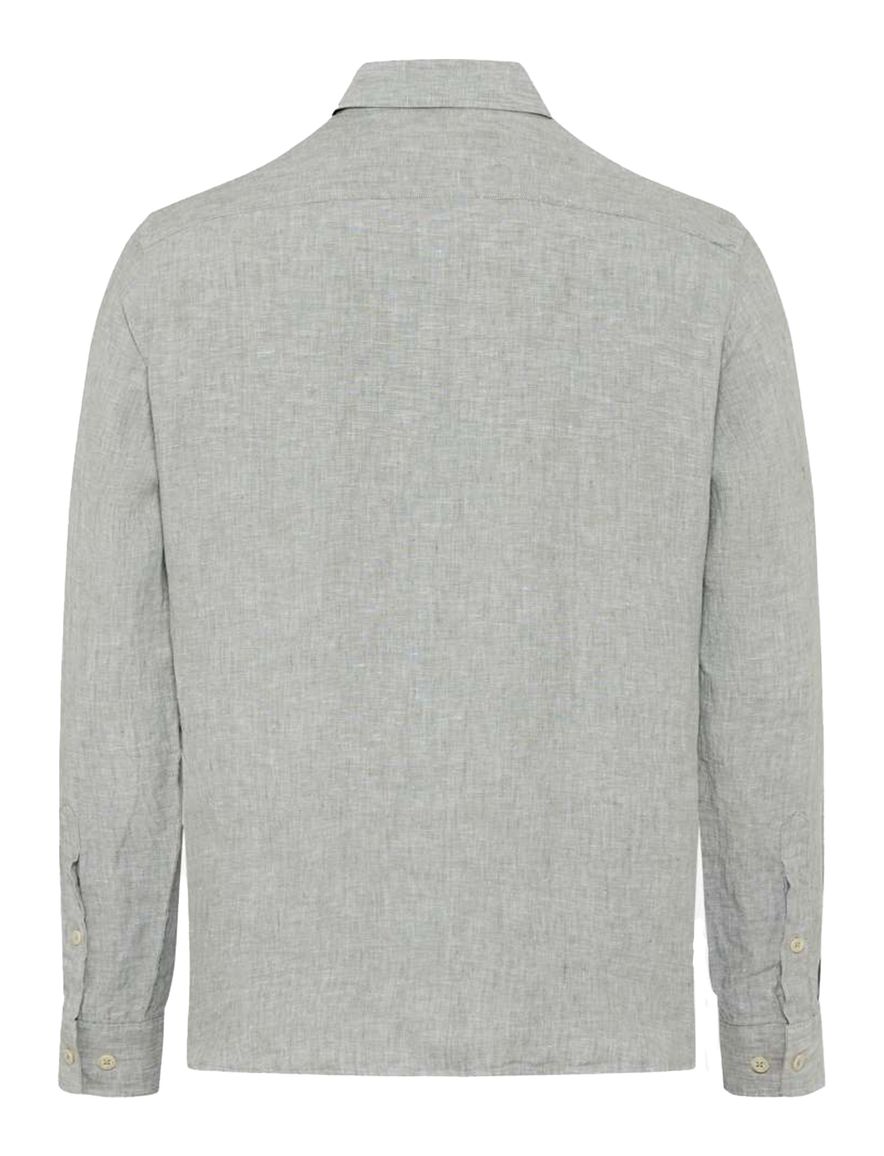 Brax overhemd grijs effen met borstzak