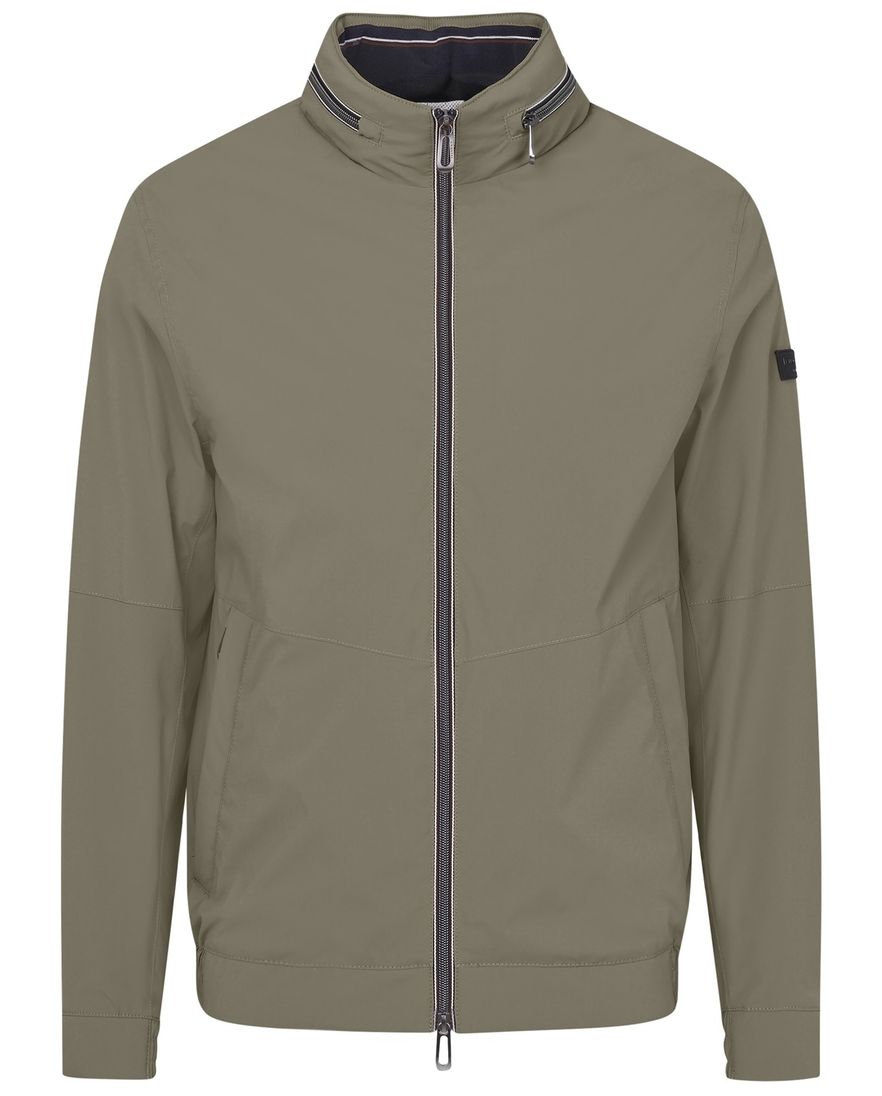 Bugatti zomerjas khaki met capuchon effen wijde fit