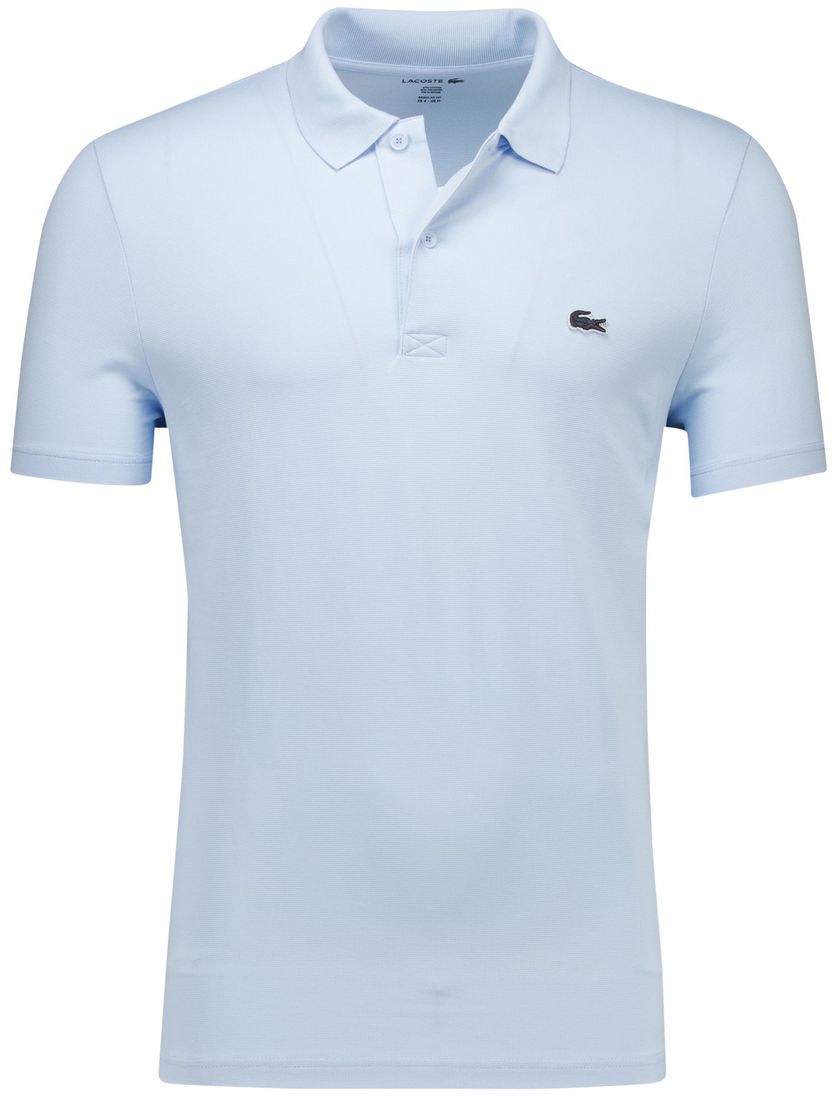 katoenen Lacoste polo lichtblauw effen pique 2-knoops