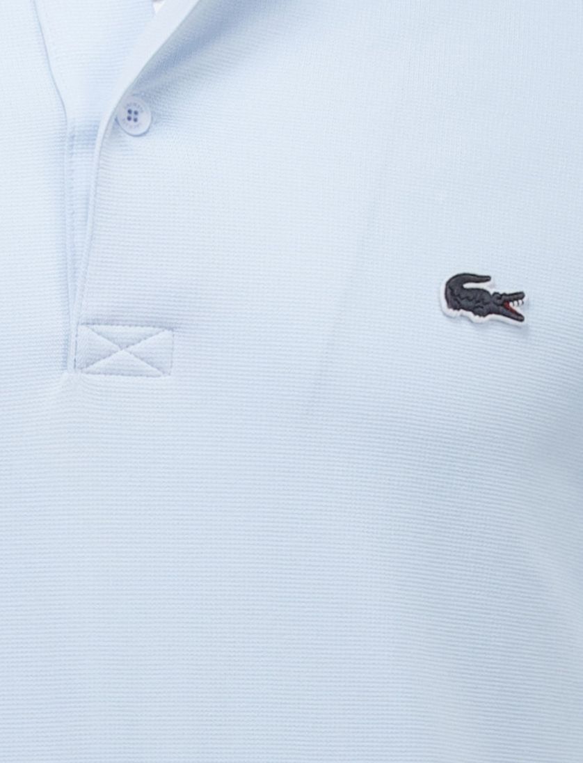 katoenen Lacoste polo lichtblauw effen pique 2-knoops