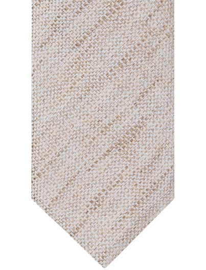 Profuomo Profuomo stropdas beige zijde geweven print