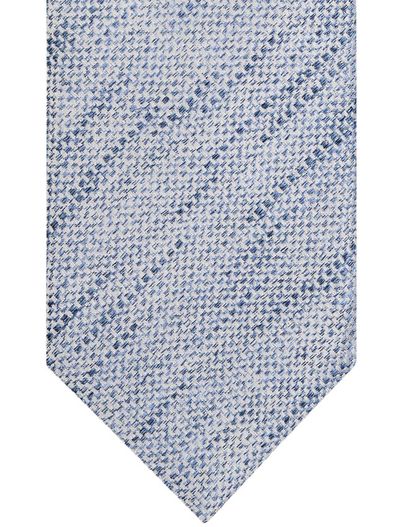 Profuomo Profuomo stropdas blauw zijde geweven print
