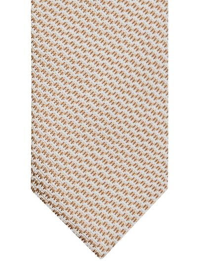 Profuomo Profuomo zijde geweven stropdas beige print