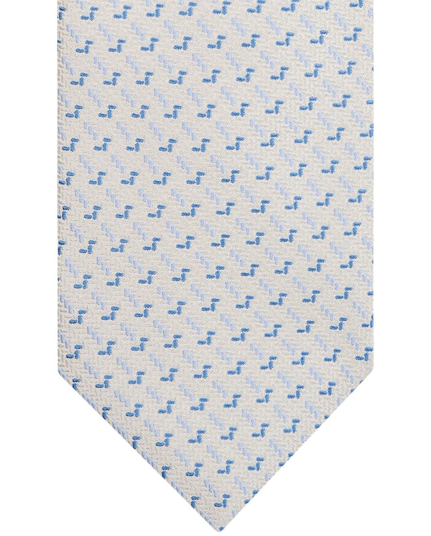 Profuomo stropdas blauw wit geprint zijde