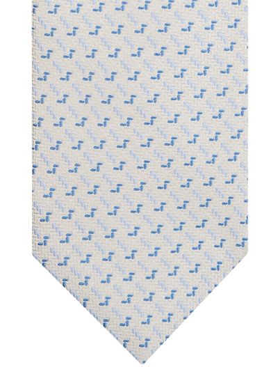 Profuomo Profuomo stropdas zijde blauw wit geprint