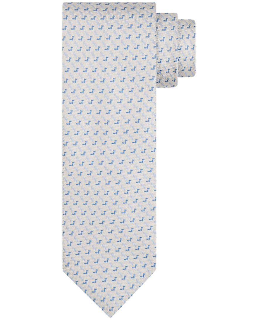 Profuomo stropdas blauw wit geprint zijde