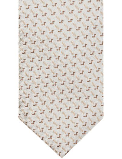 Profuomo Profuomo stropdas beige zijde geprint