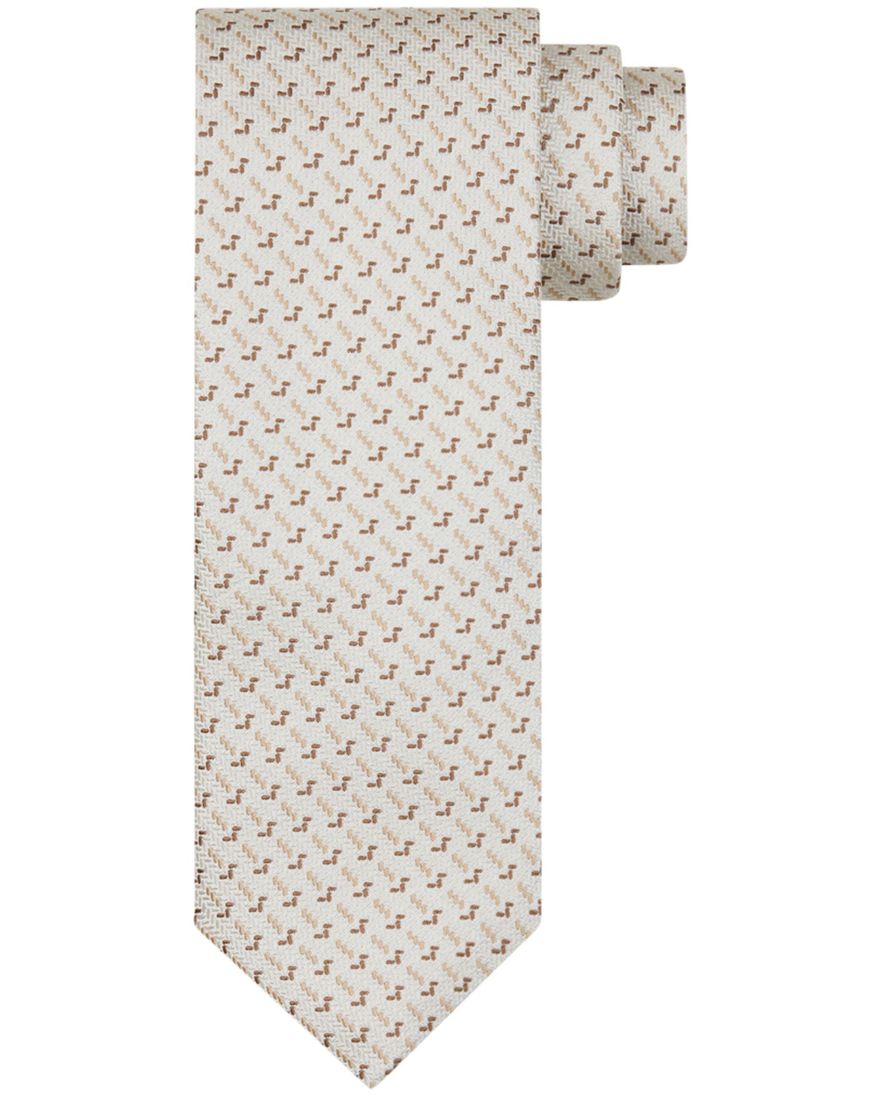 Profuomo stropdas beige print zijde