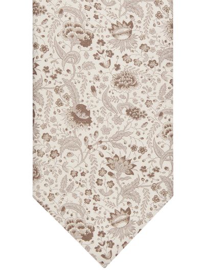 Profuomo Profuomo stropdas zijde bruin print bloemen