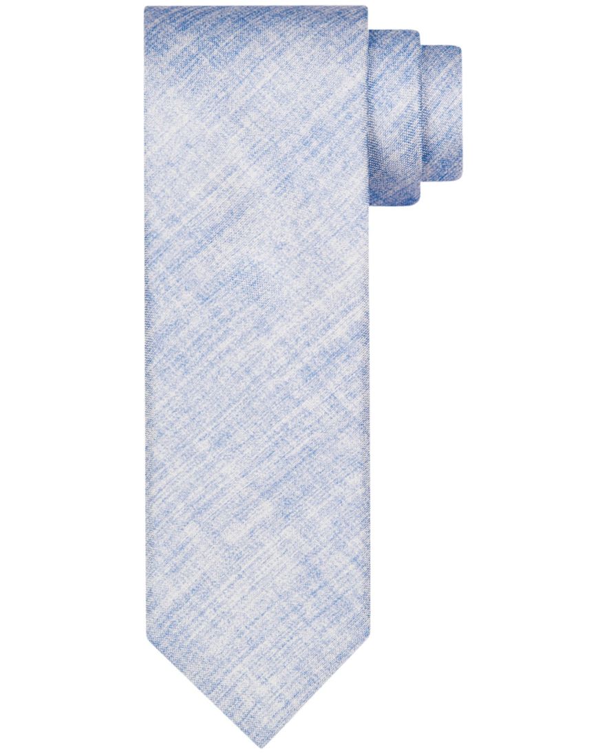 Profuomo stropdas lichtblauw wit geprint zijde