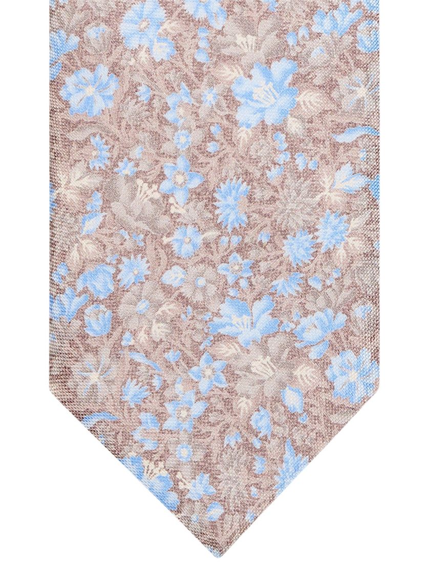 Profuomo stropdas zijde bruin bloemen print