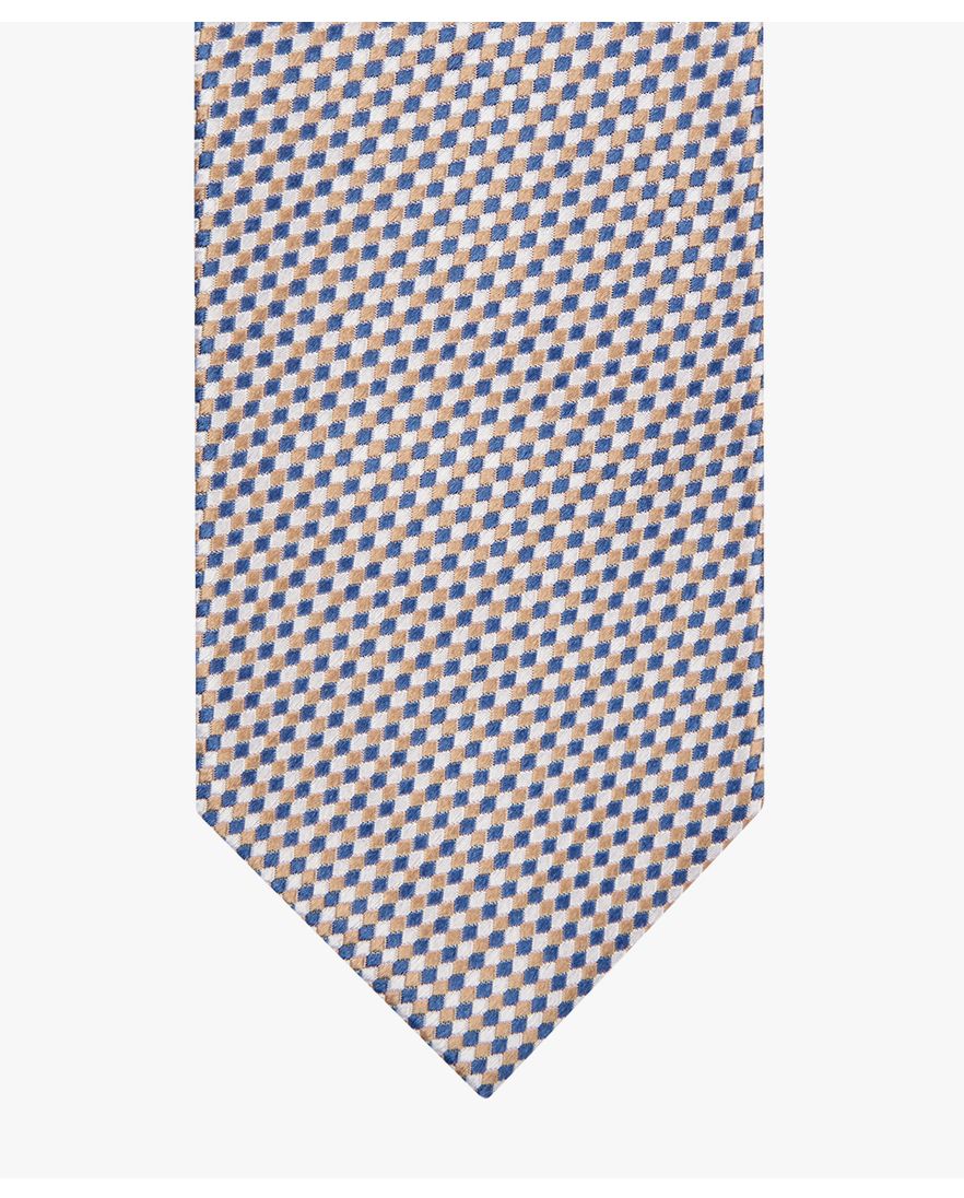 Profuomo stropdas beige blauw geprint zijde