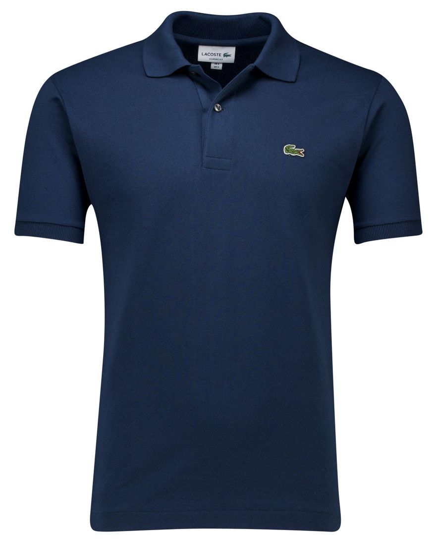 Lacoste polo effen blauw katoen