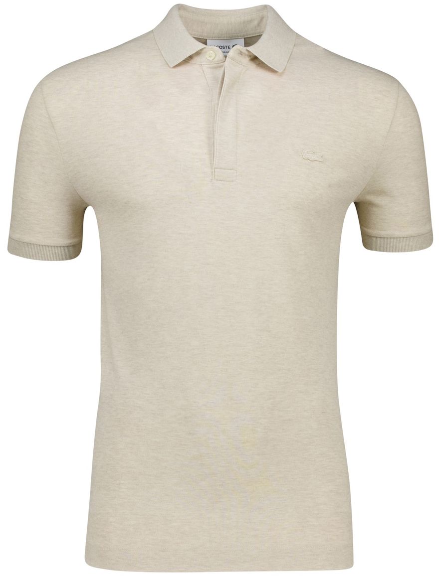Lacoste polo beige gemêleerd korte mouw