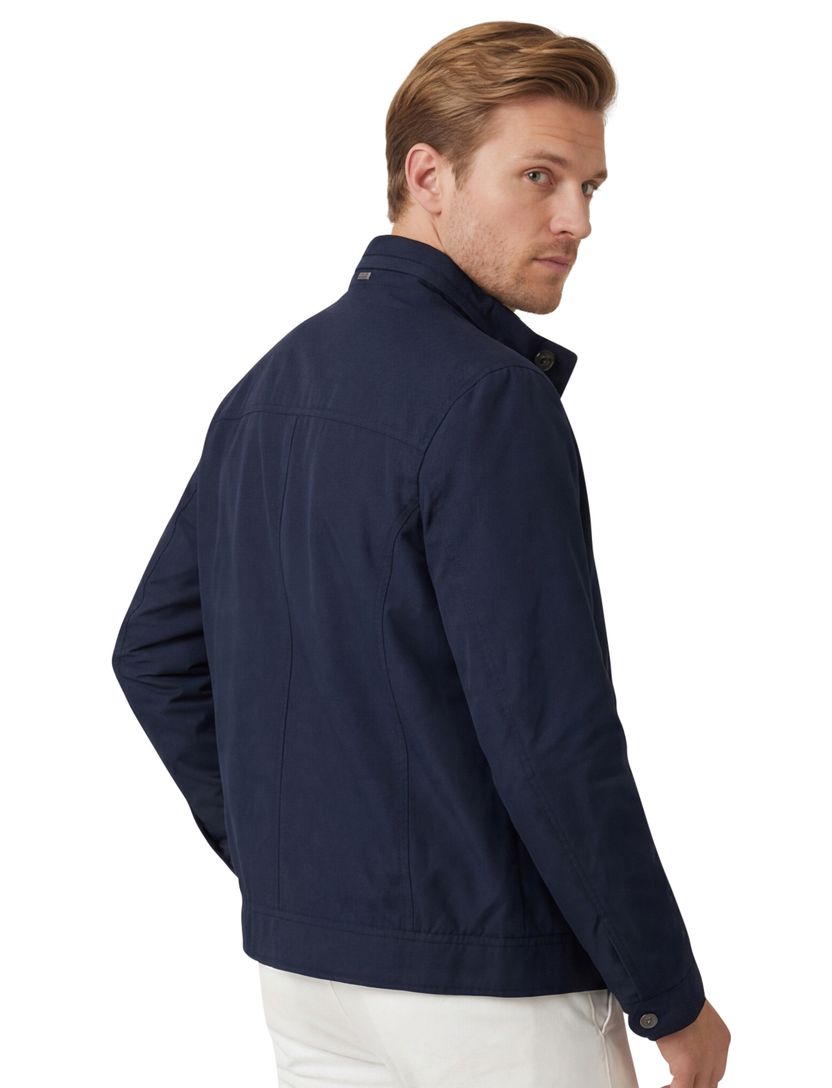 zomerjas Bugatti effen donkerblauw wijde fit