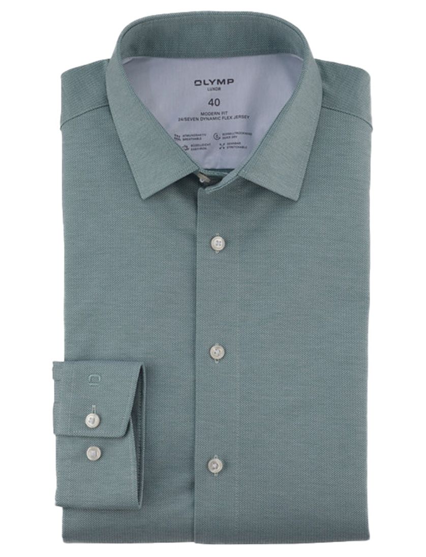 business overhemd Olymp Luxor 24/7 modern fit groen jersey