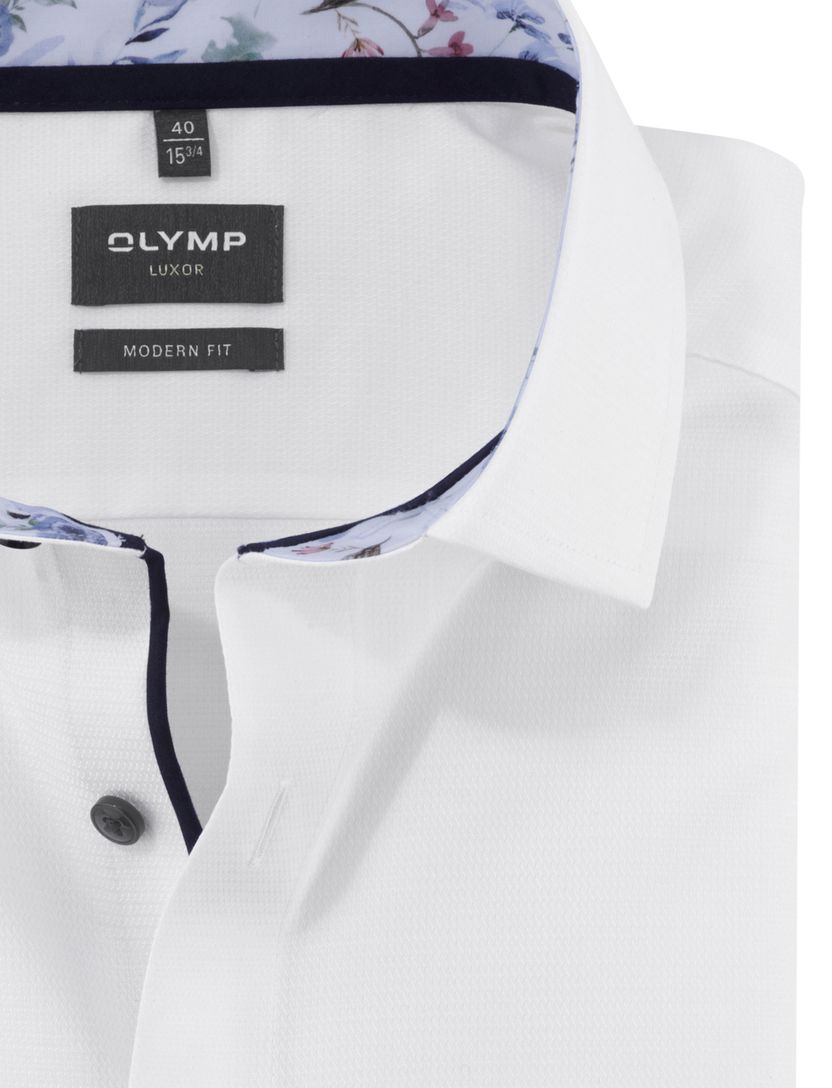 effen wit Olymp overhemd Modern Fit met borstzak