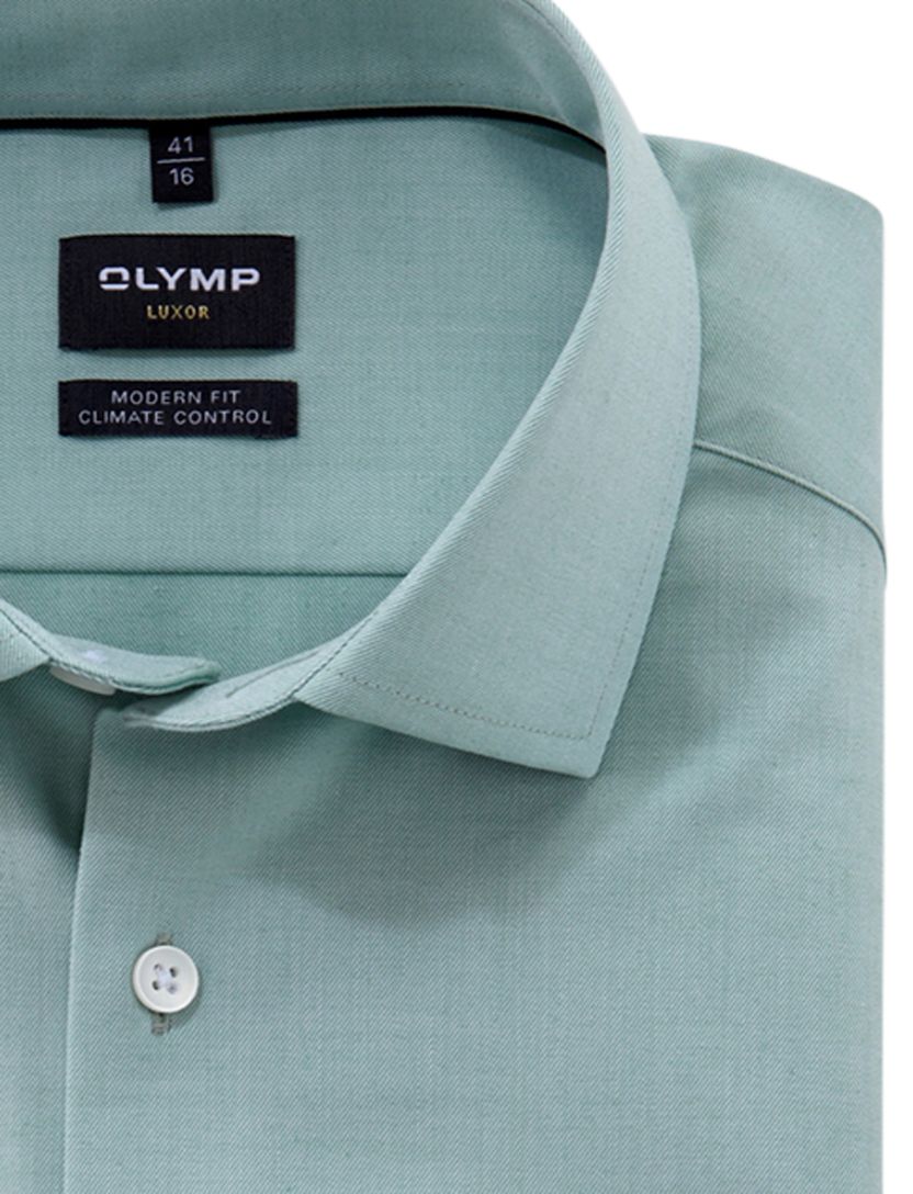 mintgroen Olymp Luxor 24/Seven overhemd Modern Fit climate control vezel