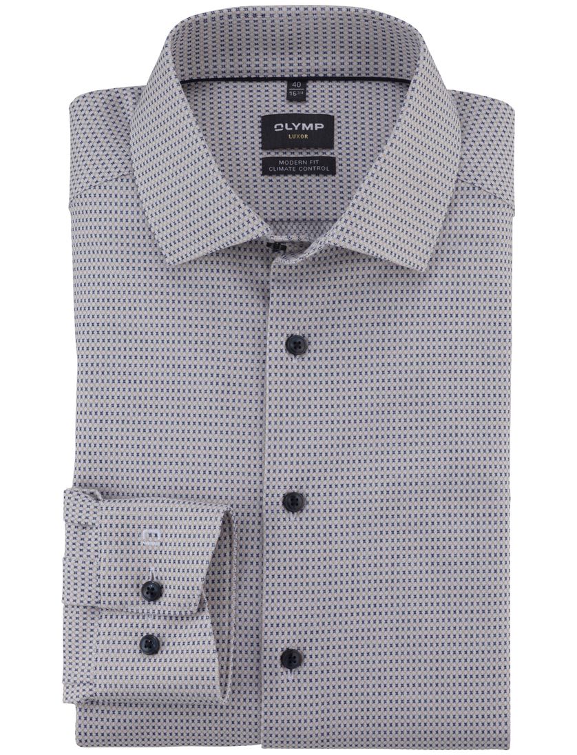 blauw geprint Olymp Luxor 24/Seven overhemd climate control vezel