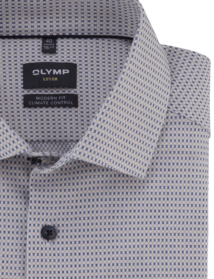 blauw geprint Olymp Luxor 24/Seven overhemd climate control vezel