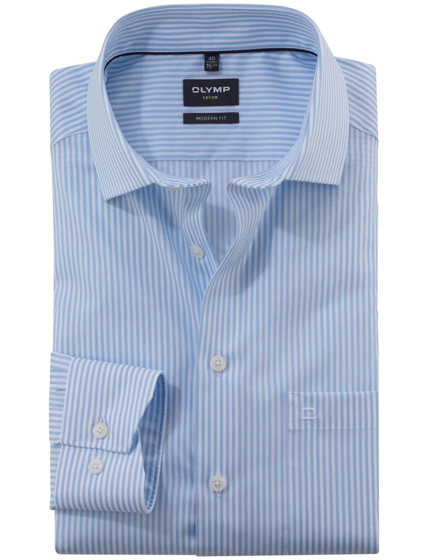 blauw wit gestreept Olymp Luxor overhemd Modern Fit