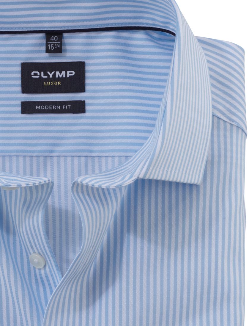 blauw wit gestreept Olymp Luxor overhemd Modern Fit