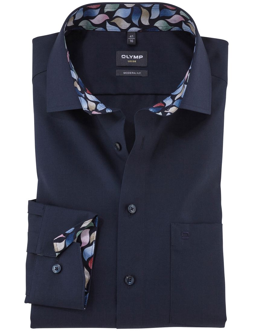 donkerblauw Olymp Luxor overhemd Modern Fit