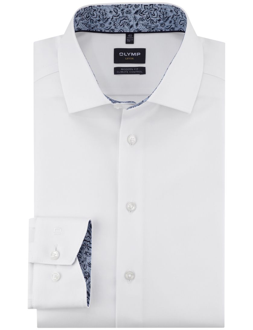 wit Olymp Luxor 24/Seven overhemd Modern Fit climate control vezel