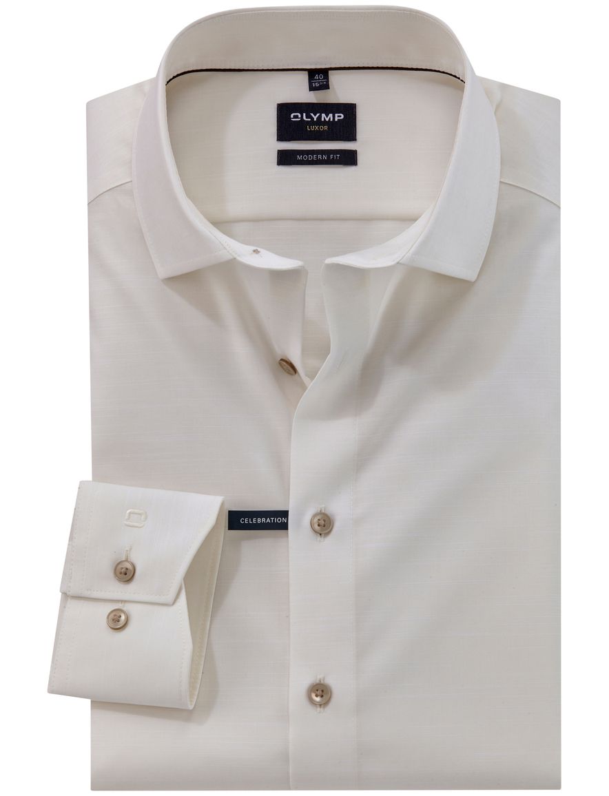 Olymp Luxor Modern Fit Celebration overhemd mouwlengte 7 crème