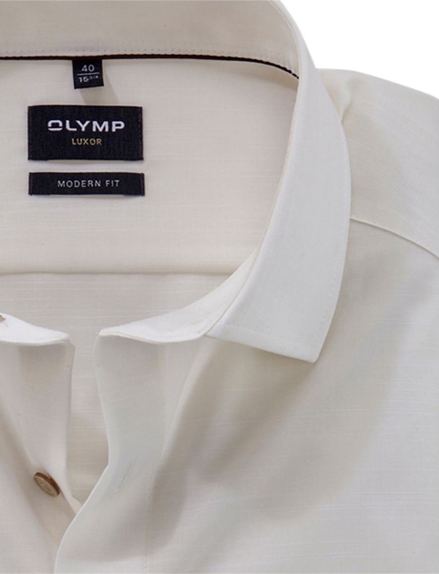 Olymp Luxor Modern Fit Celebration overhemd mouwlengte 7 crème