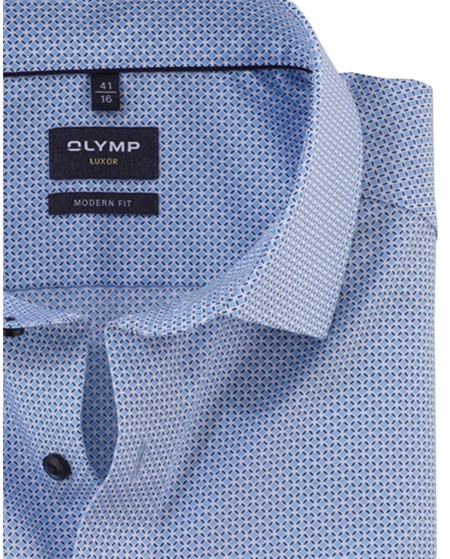Olymp Luxor Modern Fit overhemd mouwlengte 7 blauw