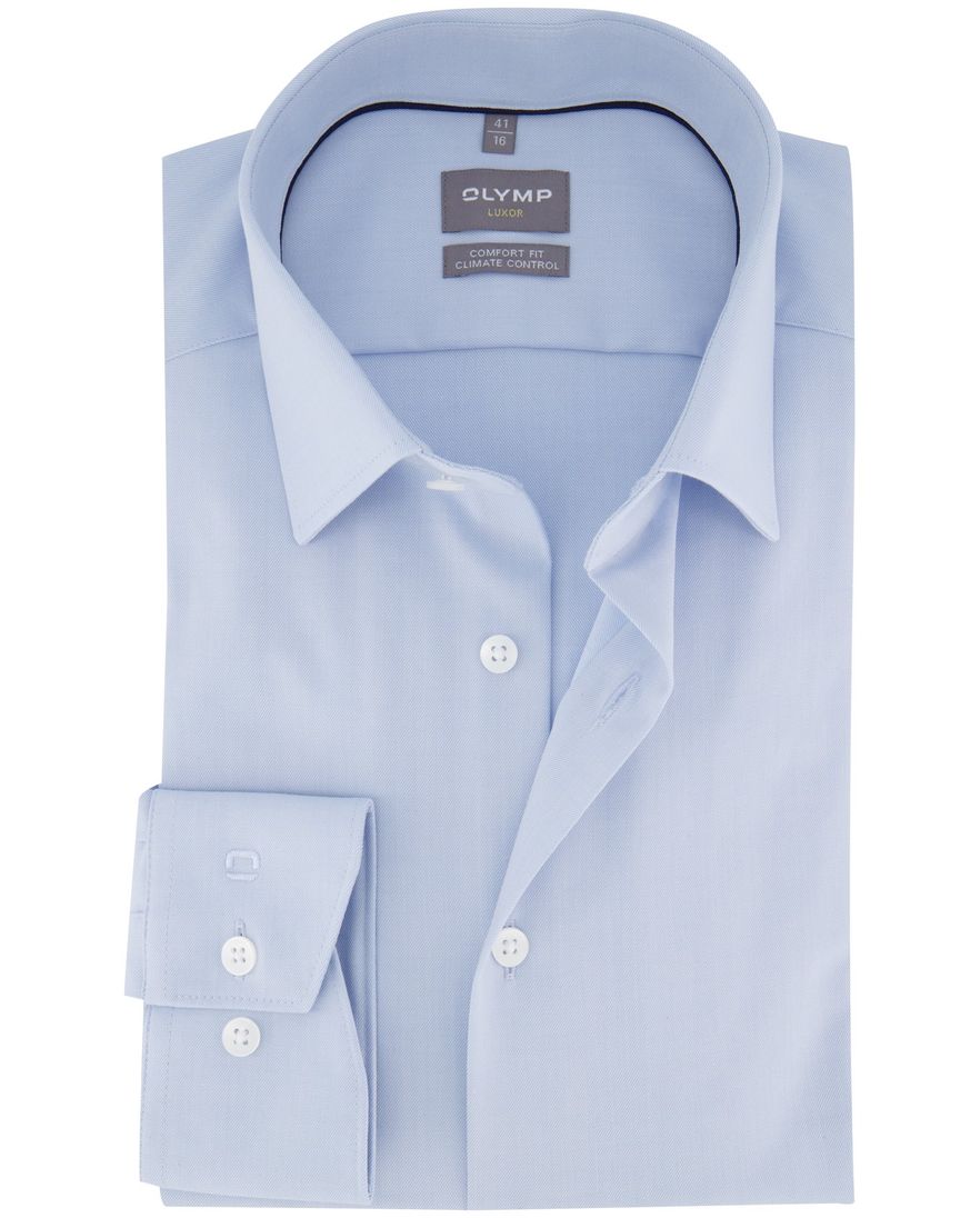 katoenen Olymp overhemd lichtblauw effen wijde fit