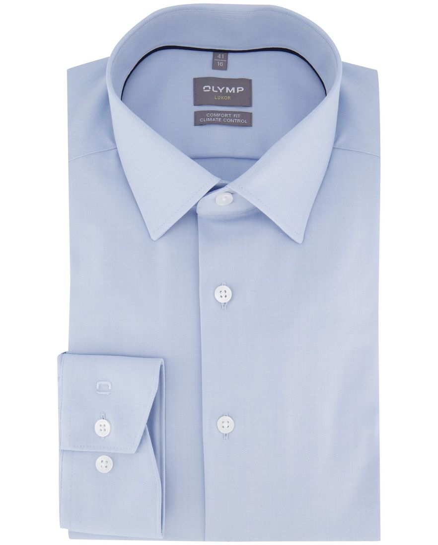 katoenen Olymp overhemd lichtblauw effen wijde fit