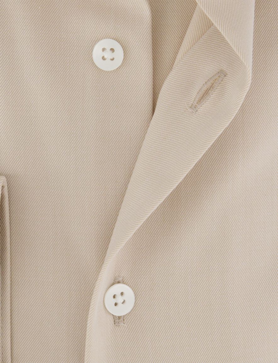 Olymp overhemd beige effen wijde fit katoen