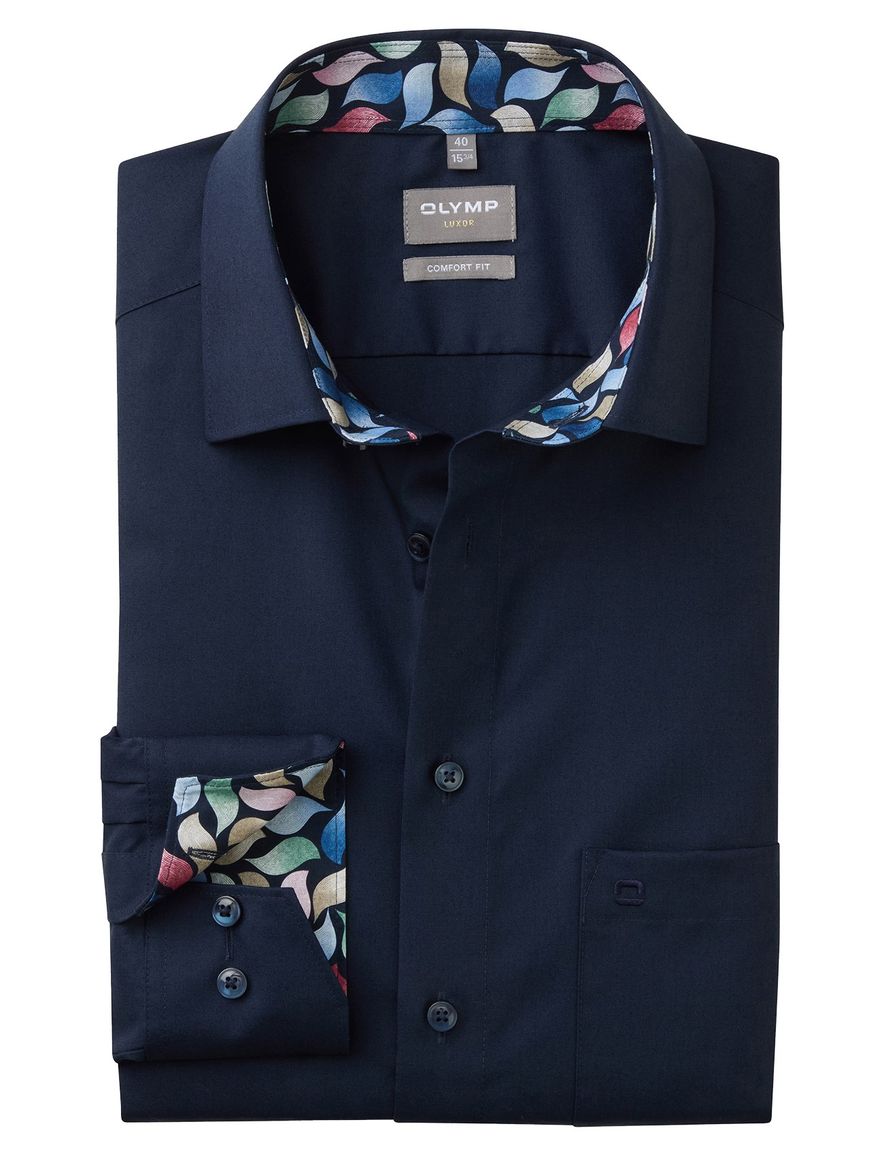 Olymp overhemd navy Comfort Fit Climate Control