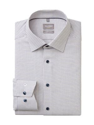 Olymp Olymp Luxor 24/Seven geprint overhemd beige blauw