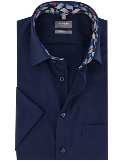 Olymp Olymp overhemd donkerblauw korte mouw comfort fit