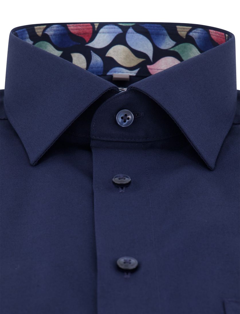 Olymp overhemd donkerblauw korte mouw effen